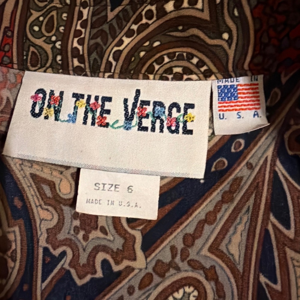 On The Verge Jacket Womens 6 Multicolor Paisley Zip Up Excellent Vintage USA - Picture 4 of 7